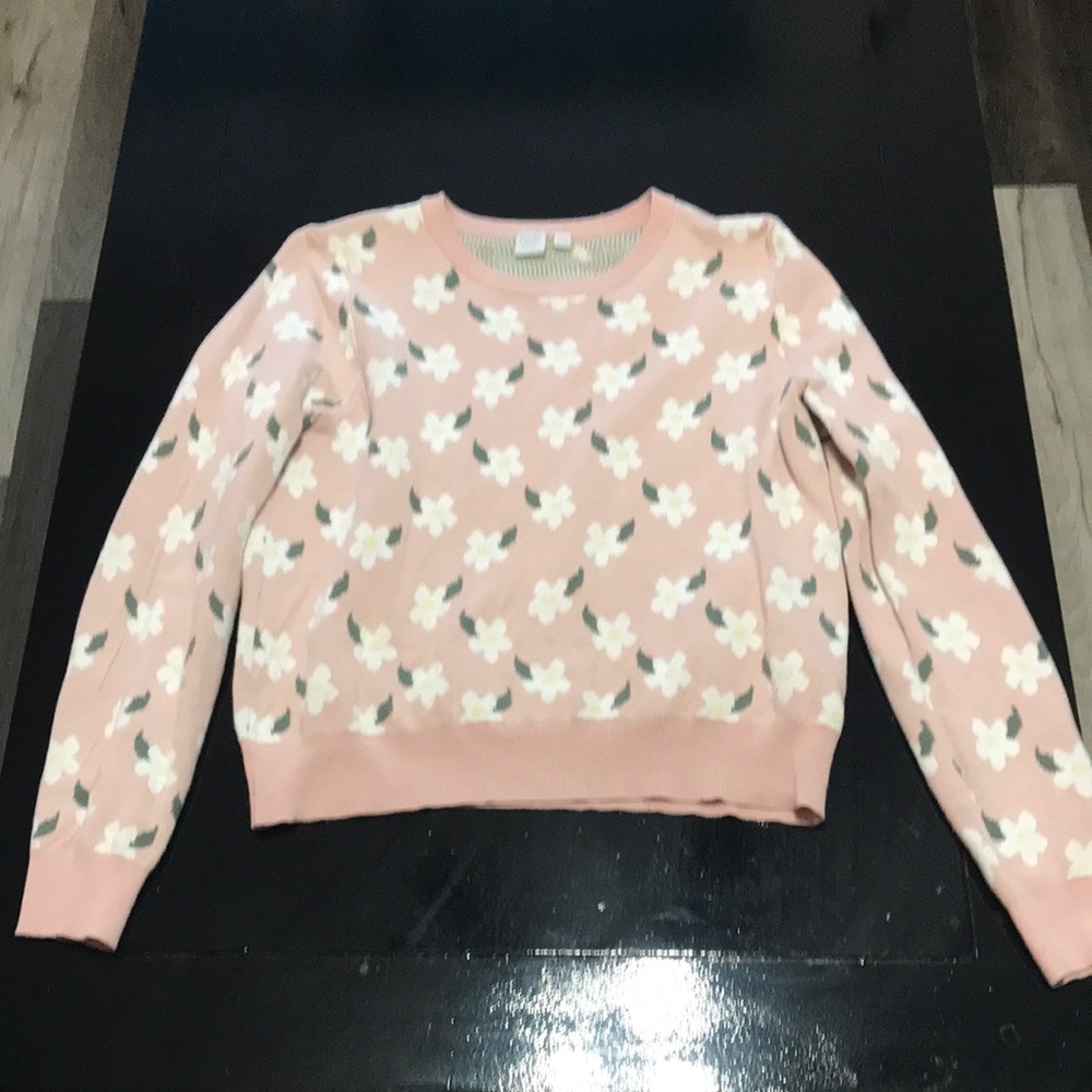 Pink Floral Crewneck Sweater